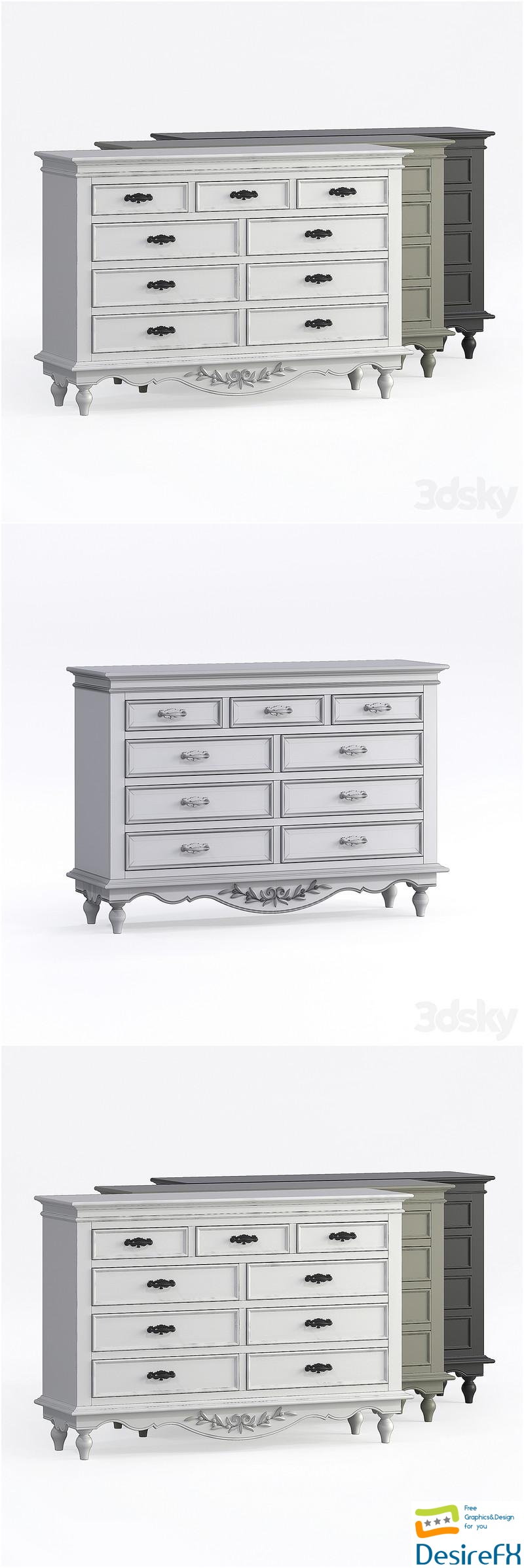 Chest of drawers Provence KMP4 Country Style 3D Model