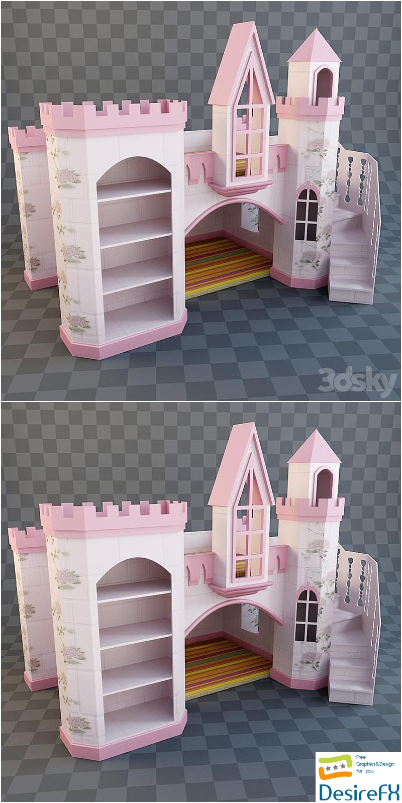 Childrens play the Princess 3D Model