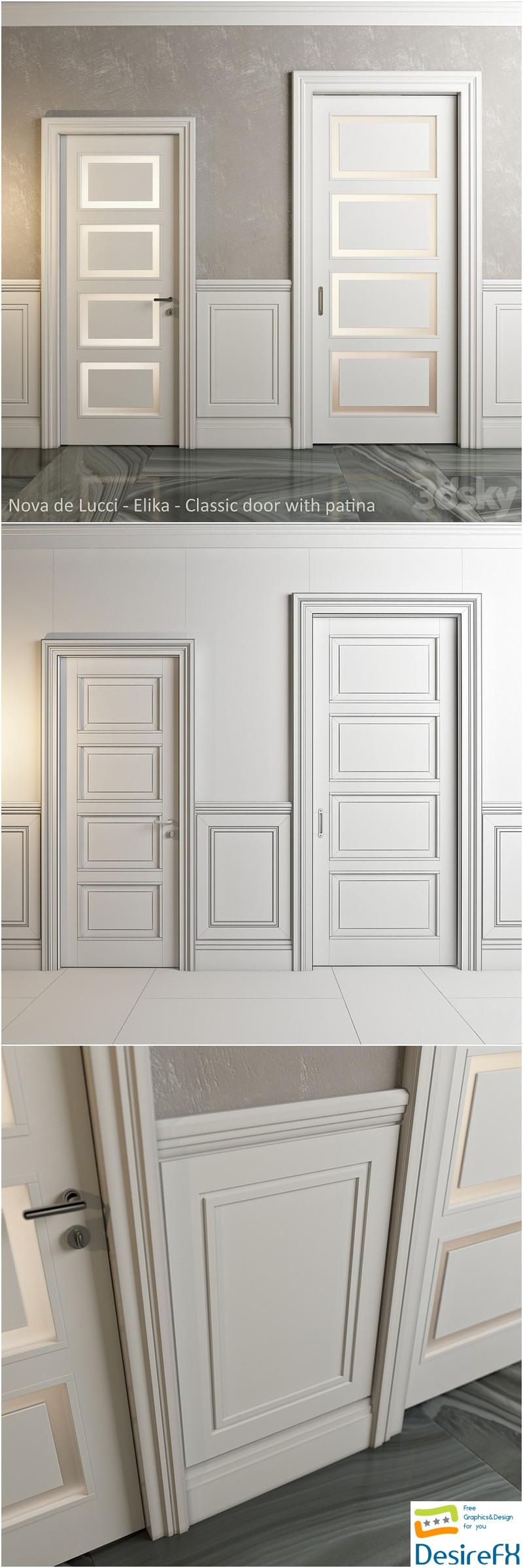 Classic doors and panels - Nova de Lucci - Elika 3D Model