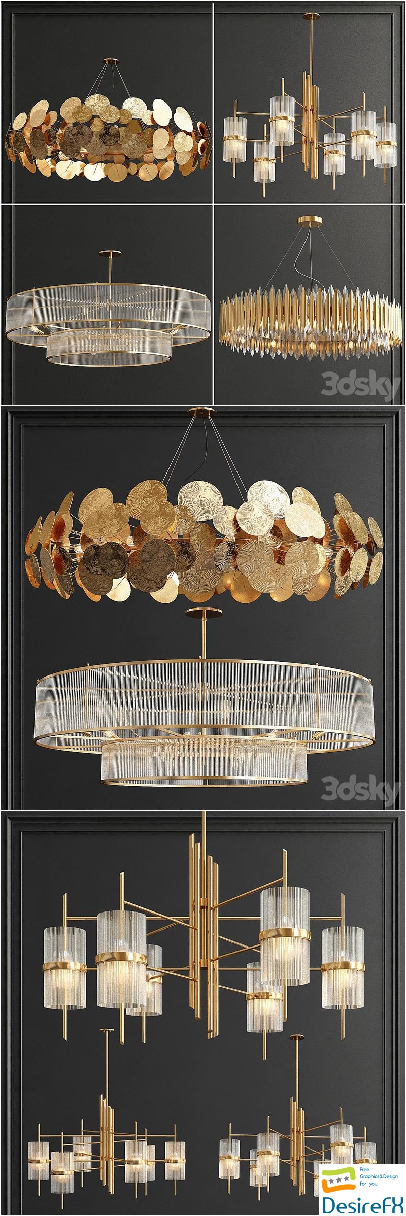 Collection chandeliers 3D Model