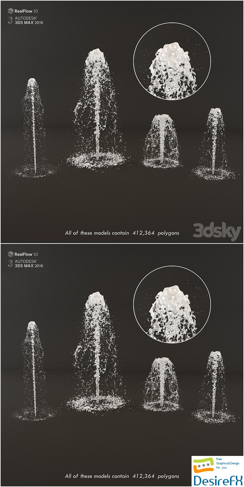 Collection fountain waterfall 4 3D Model