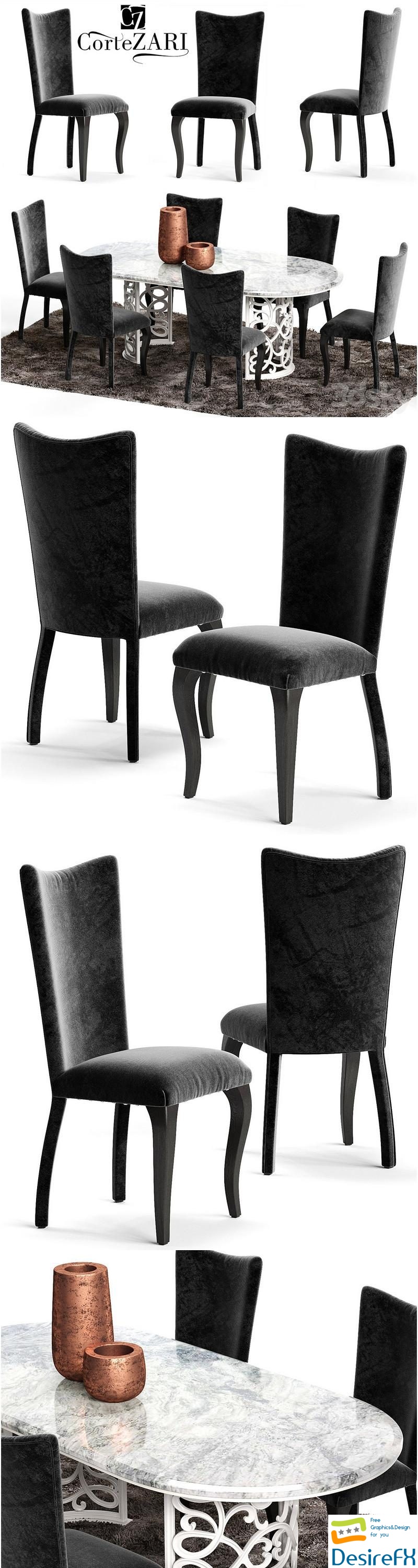Corte Zari EVA Chair and FLORA Table 3D Model