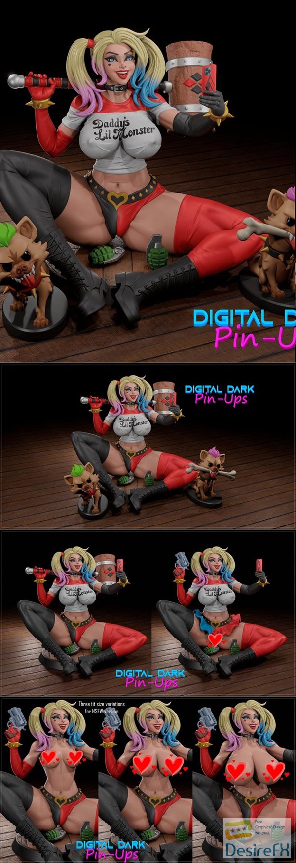 Digital Dark Pin-Ups – Harley Quinn – 3D Print