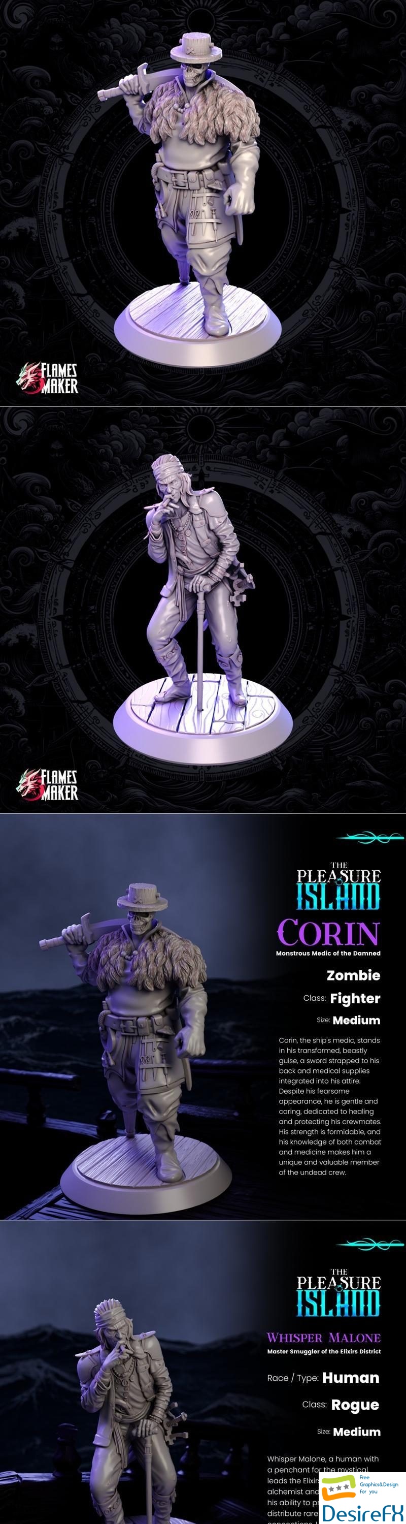 Doctor Pirate Corin and Human Pirate Smuggler Whisper Malone 3D Print