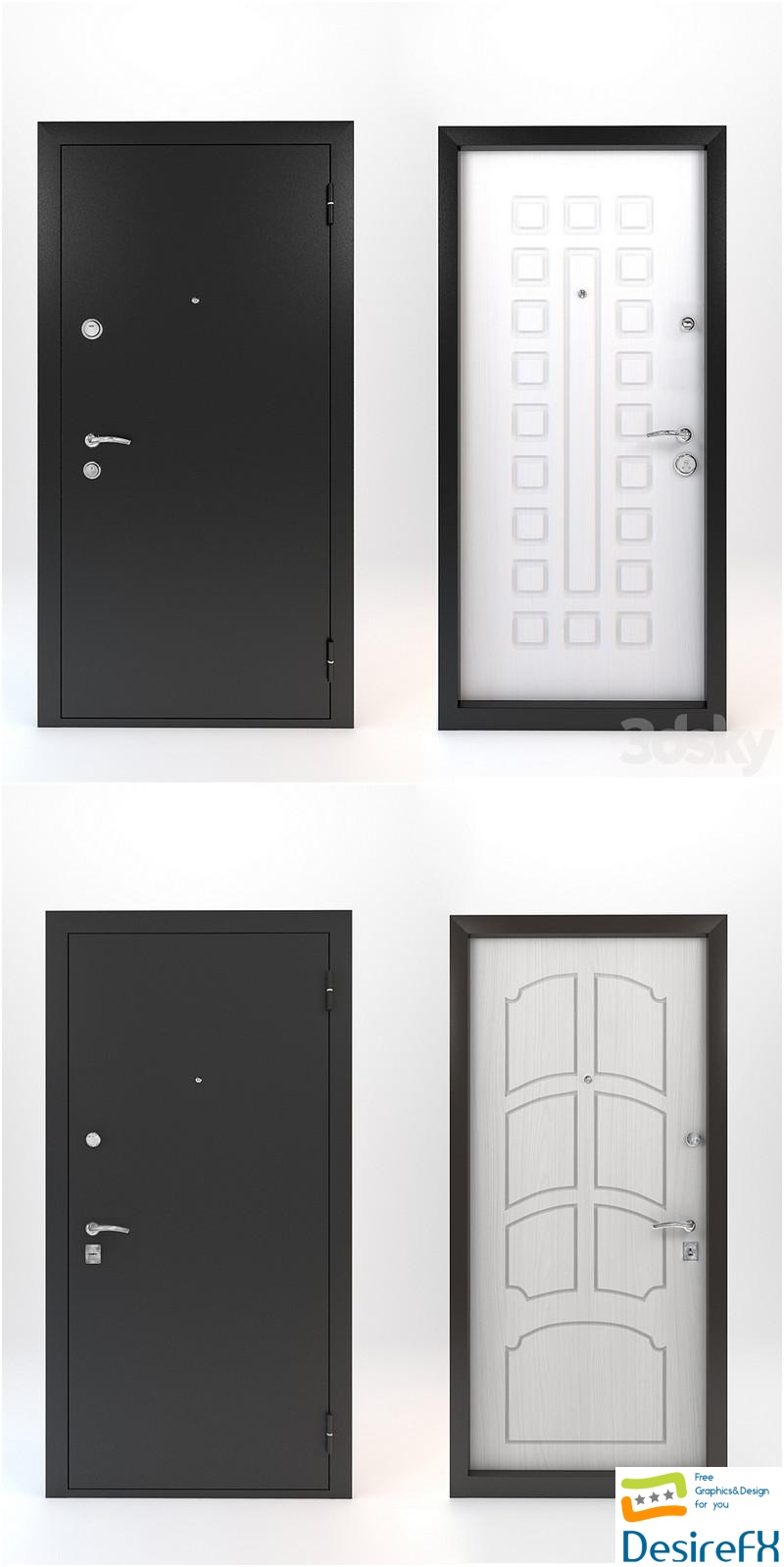 Doors are metal-wood (2 items) 3D Model