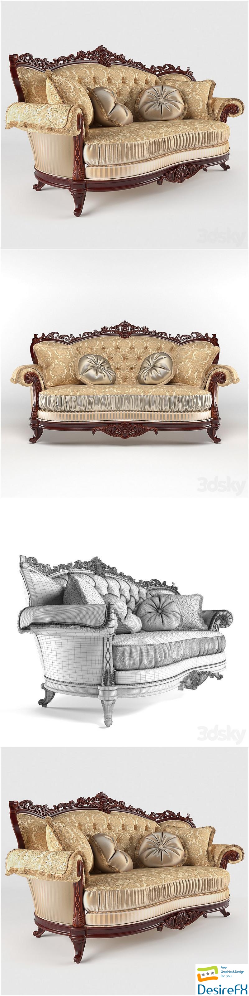 Double sofa Milord Gold 3D Model