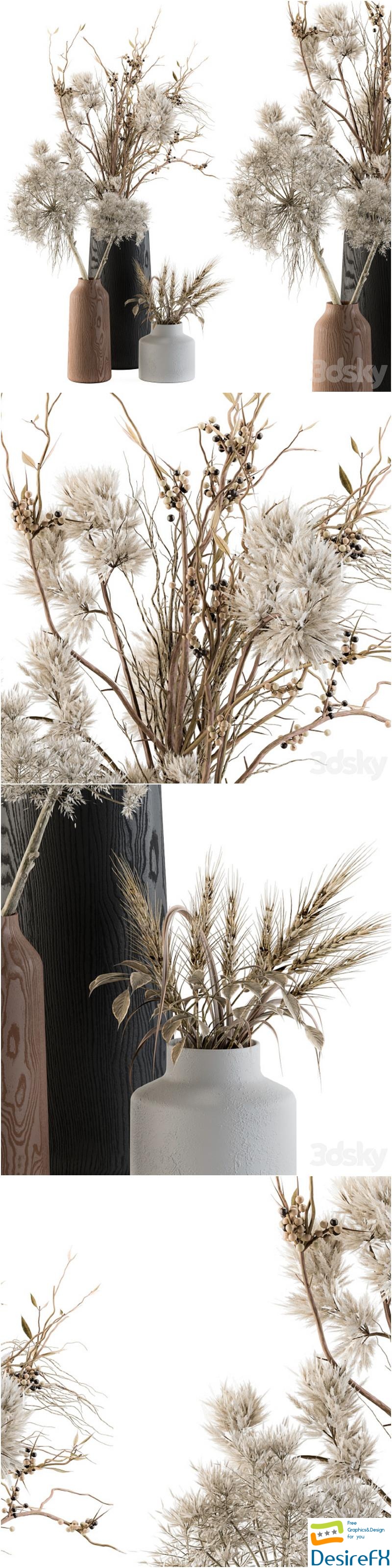 Dry plants 33 - Pampas and Dried Branch 3D Model