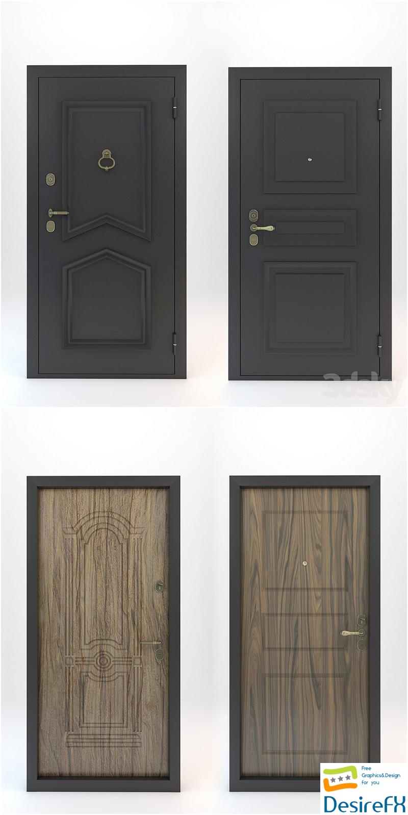 Entrance doors with decorative overlays 3D Model