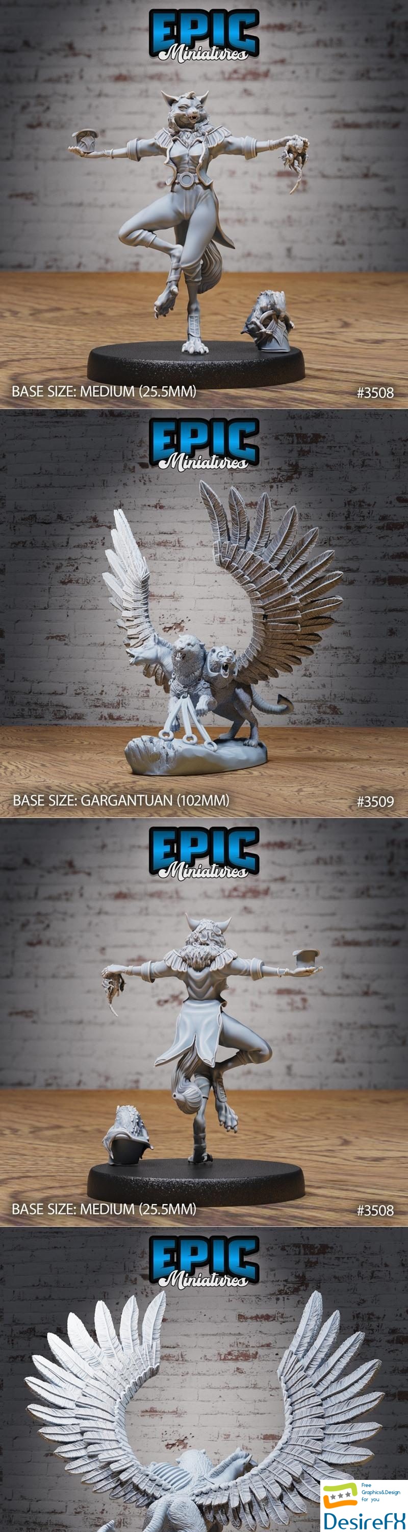 Epic Miniatures - Cat Folk Magician Greetings and Circus Chimera 3D Print