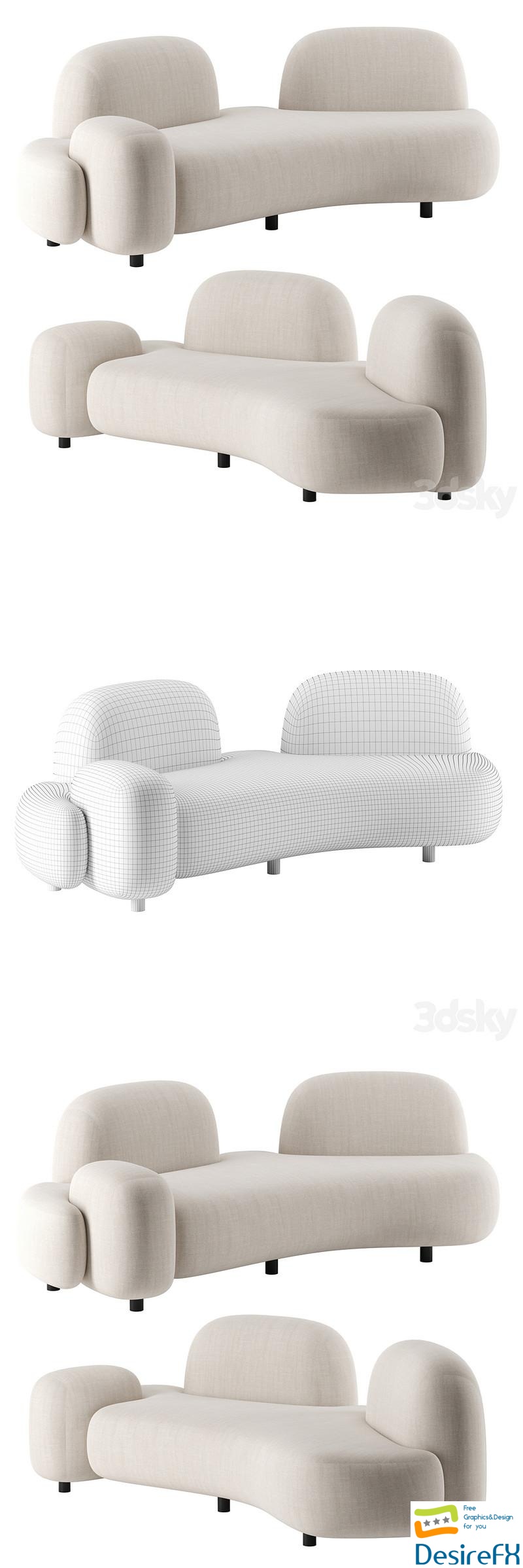 Familyscape sofa 240 by Mathieu Lehanneur 3D Model