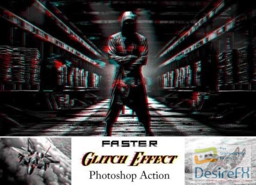 Faster Glitch Effect Ps Action - 92095631