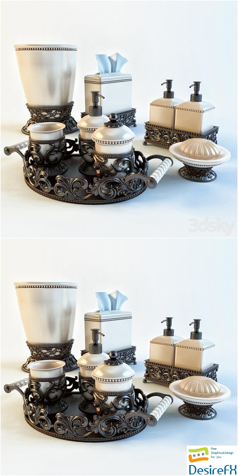 Flower set, bathroom accessories, decorative set 3D Model