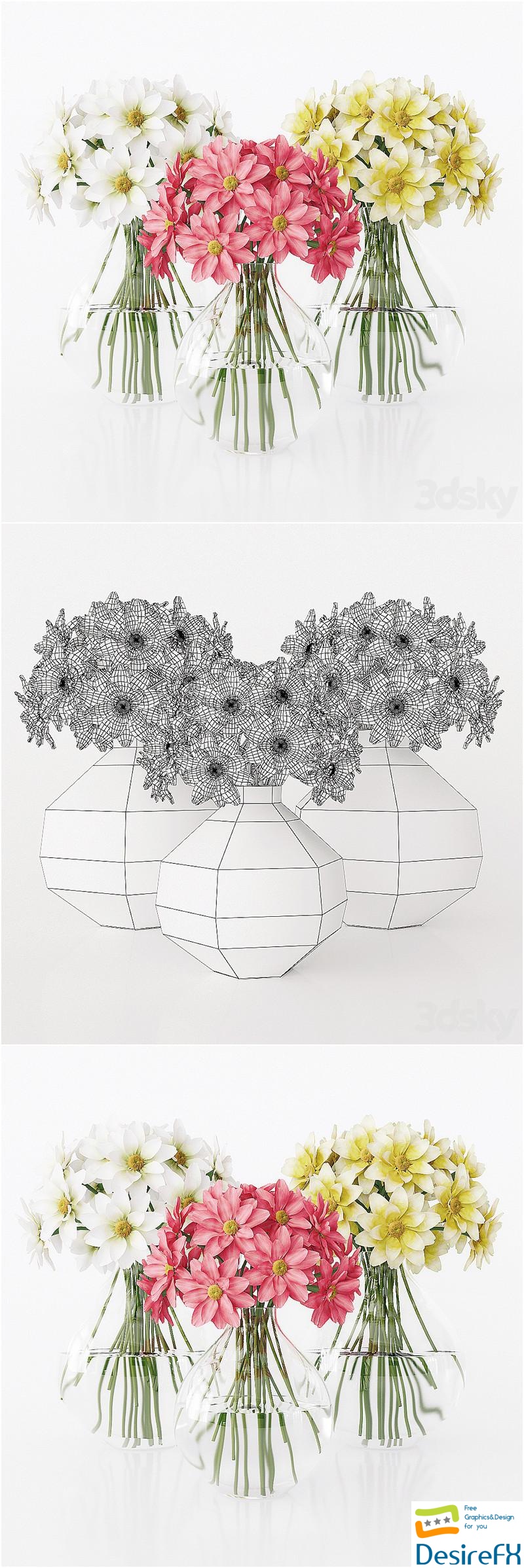 Flowers in a vase 002 3D Model