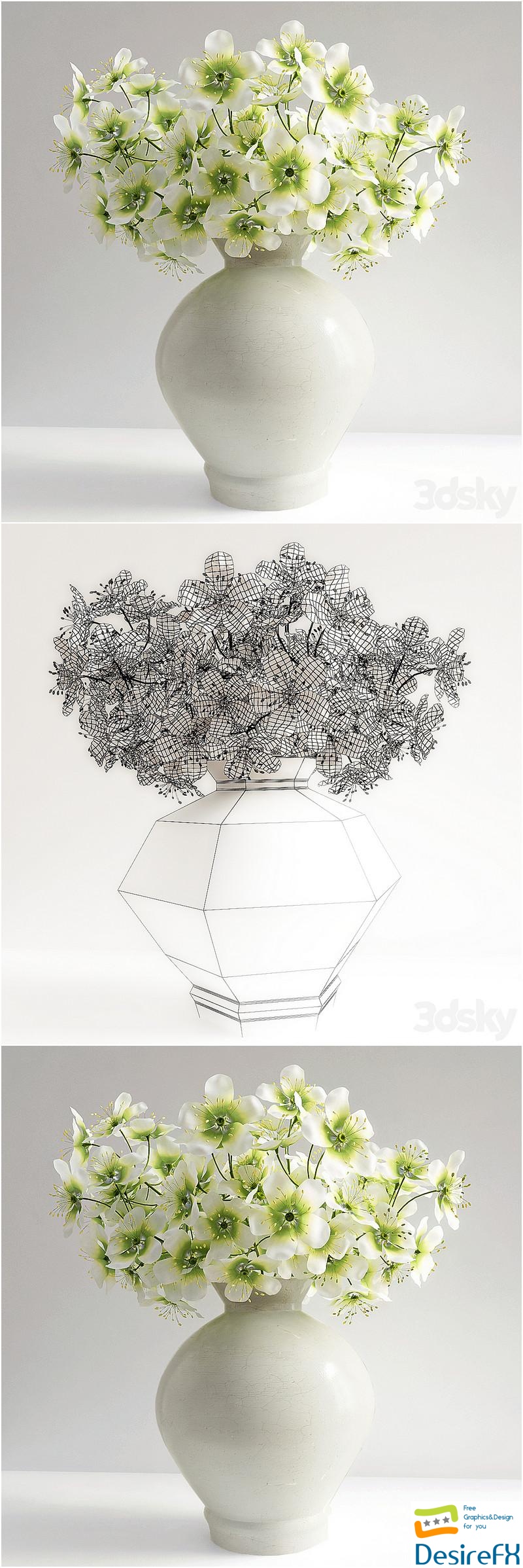 Flowers in a vase 003 3D Model