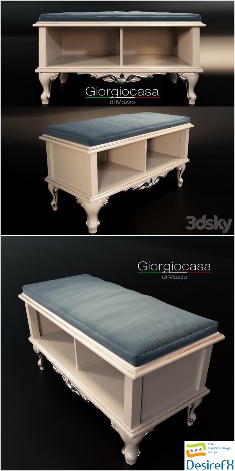 Giorgiocasa bench in fabric 3D Model