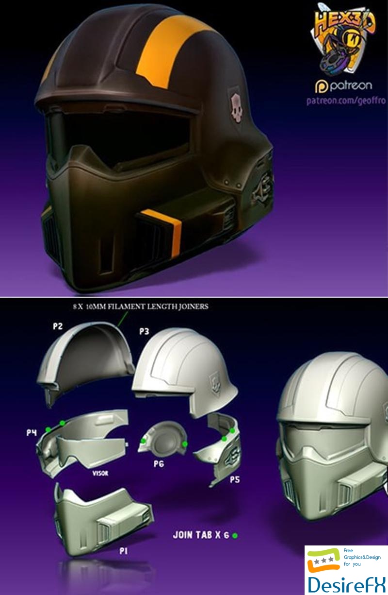 Hex3D - HDivers 2 B-01 Tac Helmet V1 3D Print