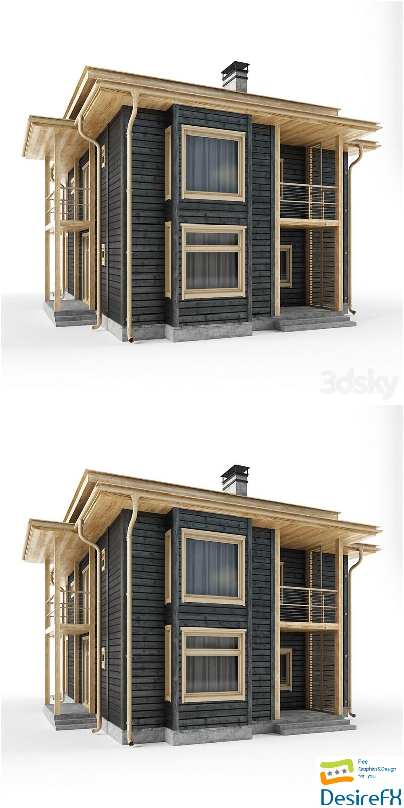 House, Architecture, Building bar wooden 3D Model
