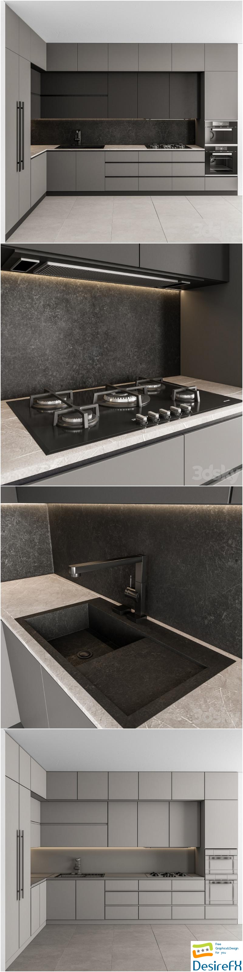Kitchen Modern - Gray and Black 46 3D Model