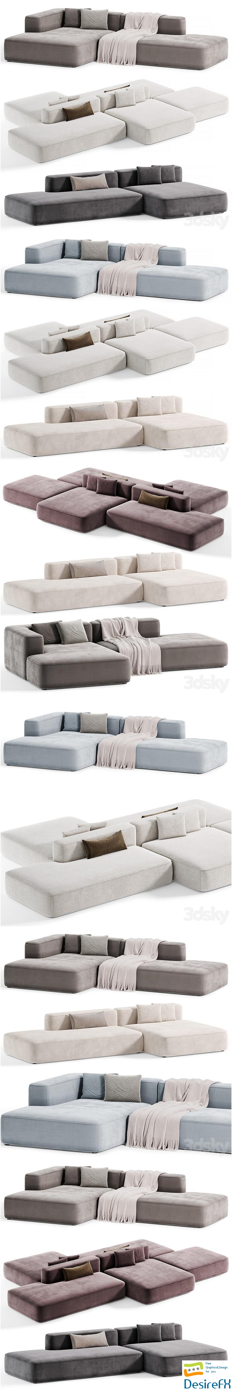 Leman Modular sofa Modern Sofa 02 By Lavsit 3D Model