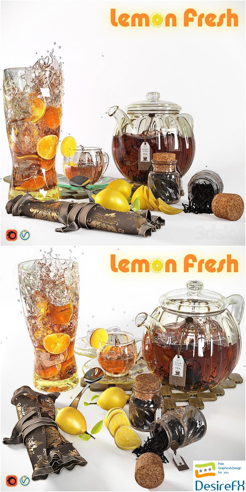Lemon fresh, tea with lemon 3D Model