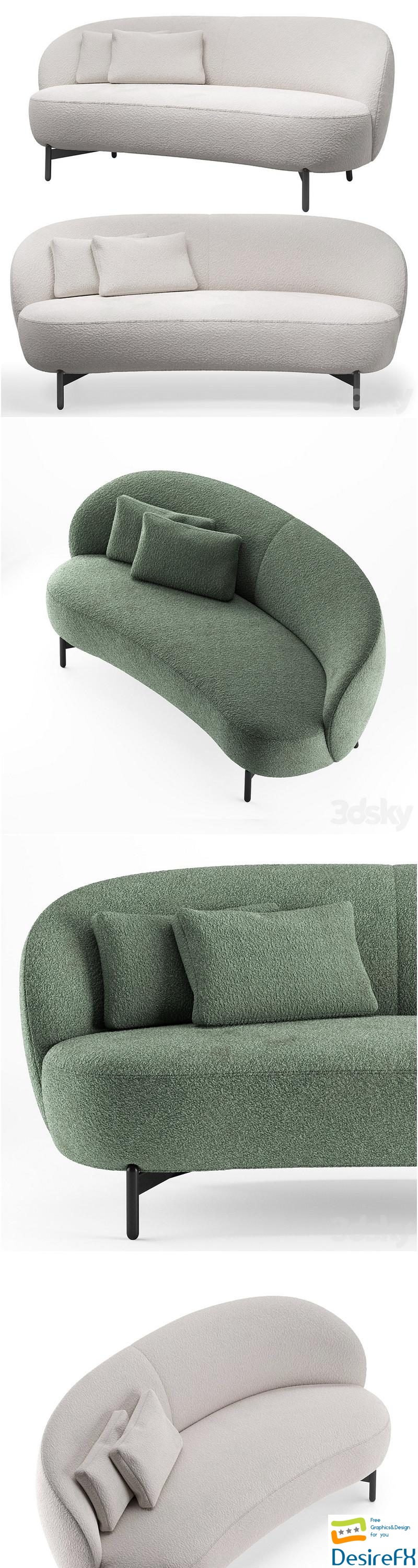 Lunam sofa by Kartell 3D Model