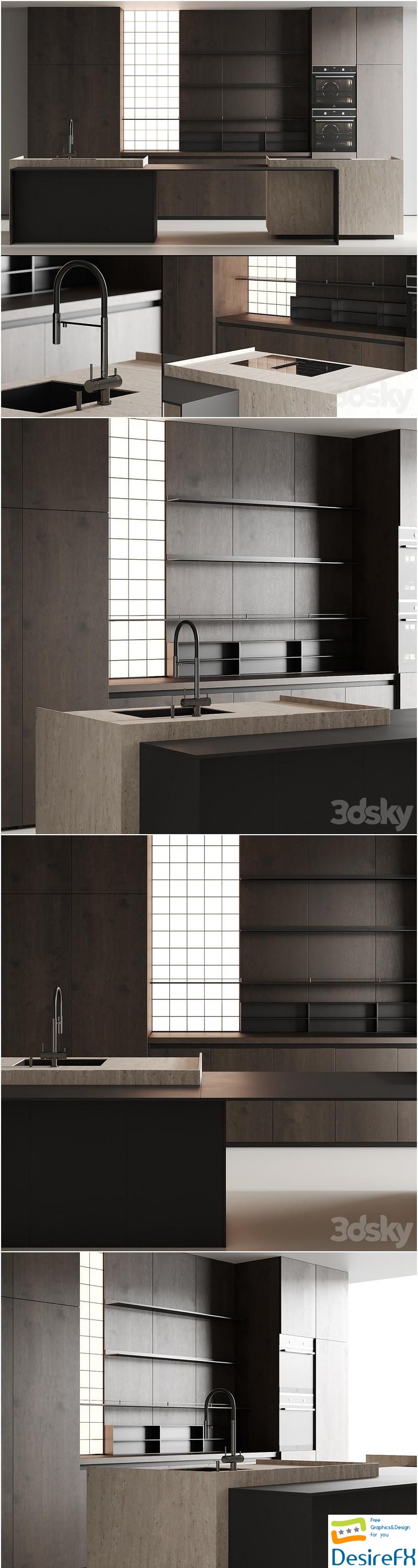 Modern kitchen with island 13 3D Model