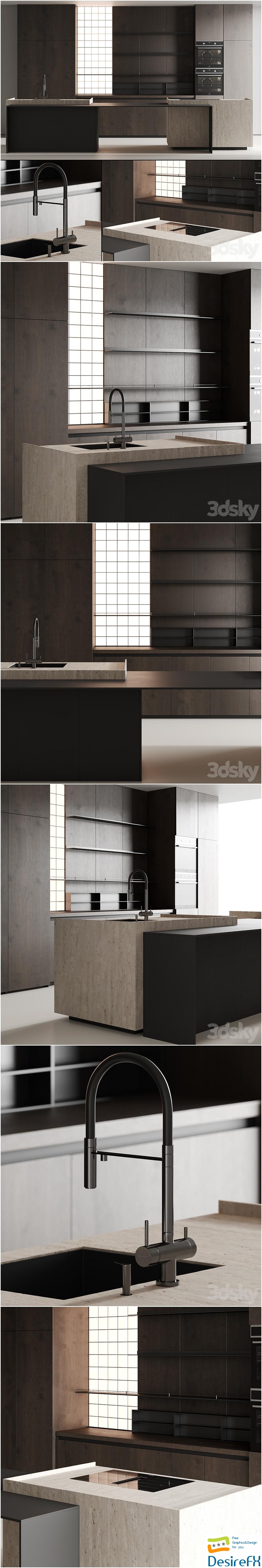 Modern kitchen with island 13 3D Model