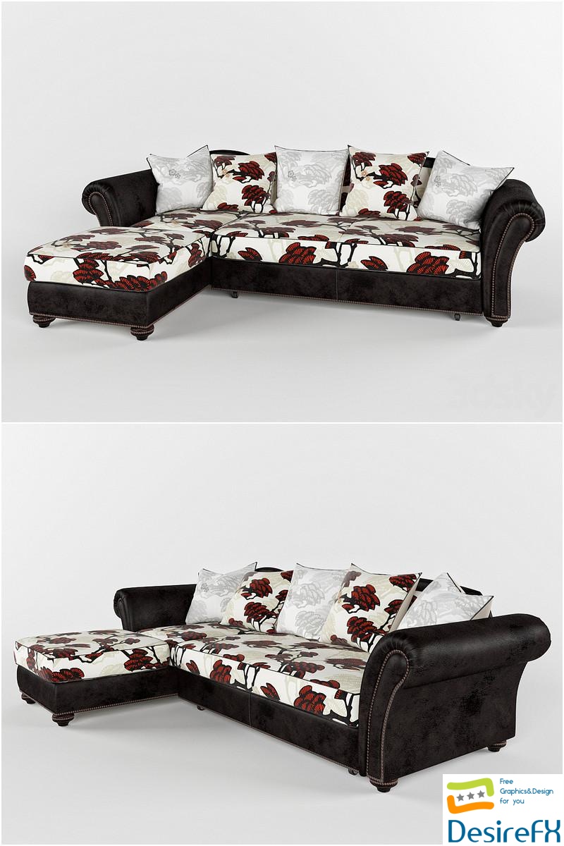 Naples sofa with ottoman 3D Model