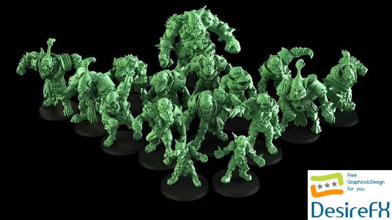 Orc Team - Big Green Ones - CL001 3D Print