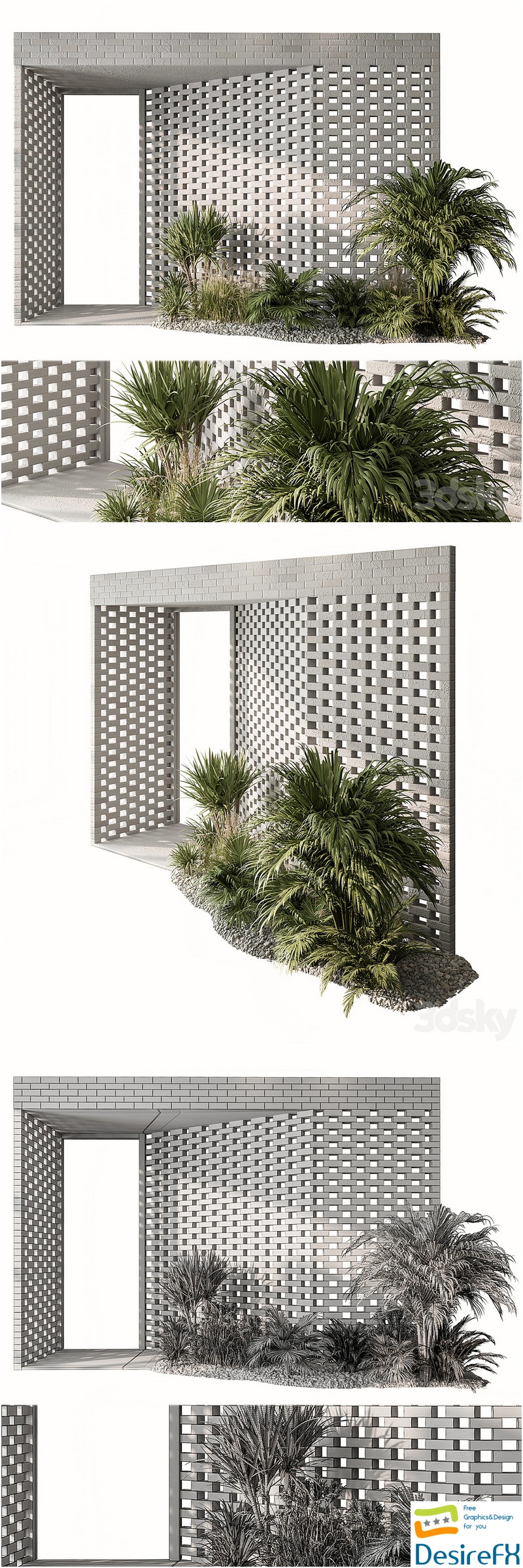 Outdoor Entrance Parametric Brick Wall - Architecture Element 53 3D Model