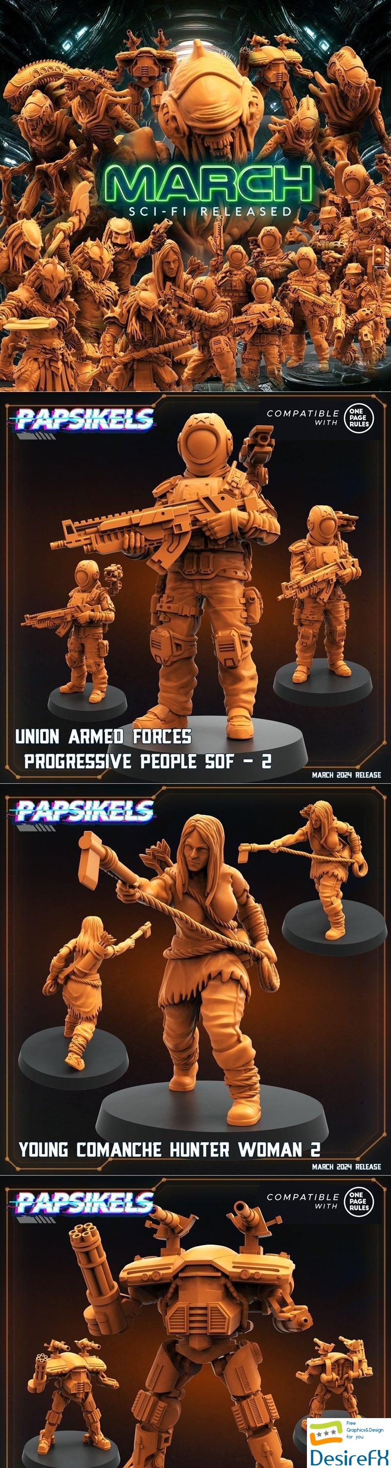 Papsikels Miniatures - Sci-Fi March 2024 3D Print