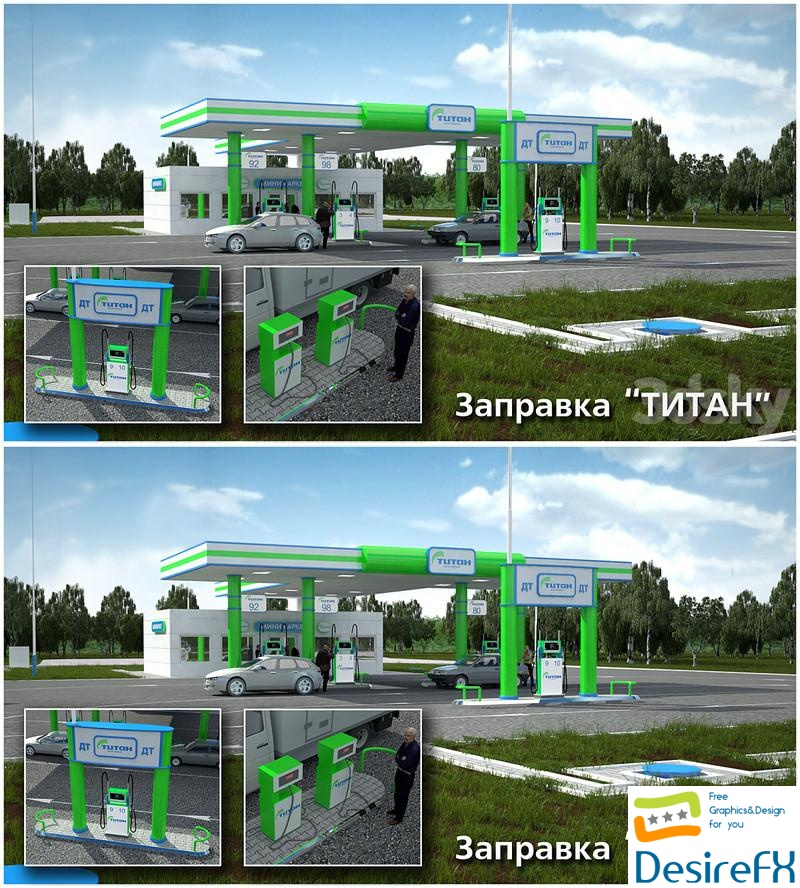 Petrol Station Titan 3D Model