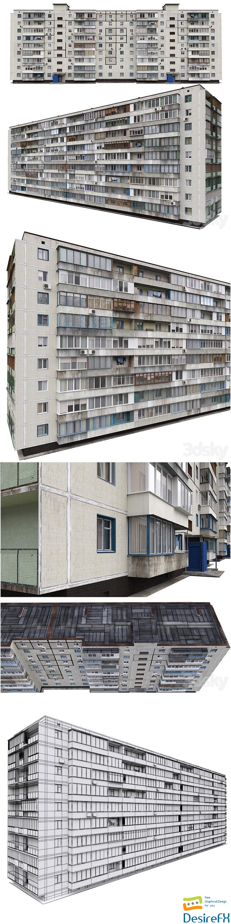 Residential building, Soviet era. Series 1KG-480 3D Model