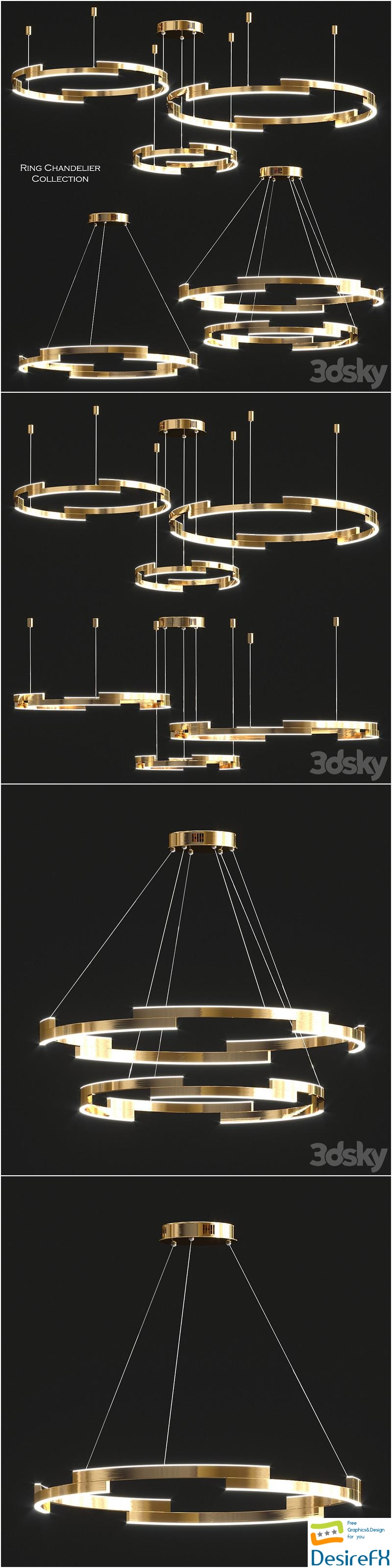 Ring chandelier collection 3D Model