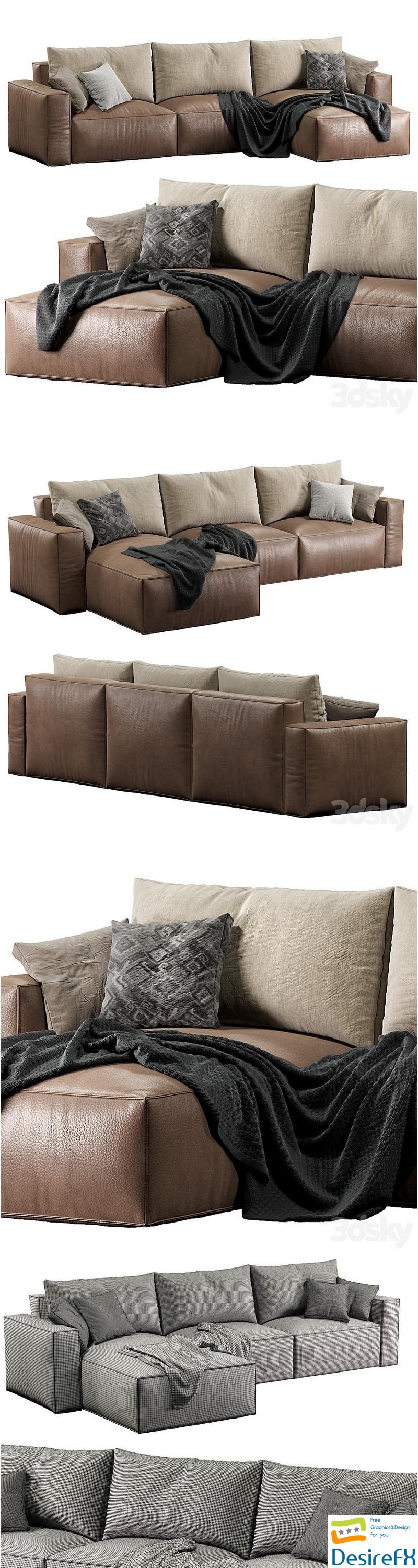 Room108 Leather sofa Elise stretch 3D Model