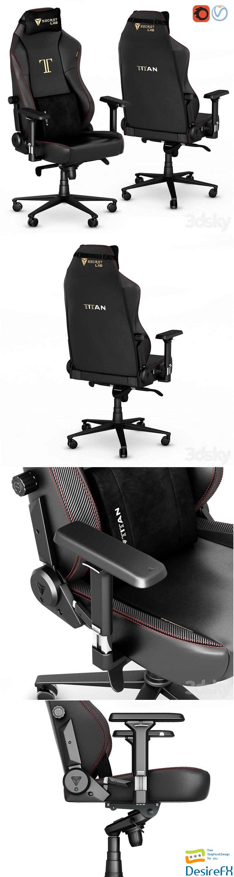 Secretlab TITAN 2020 gaming office chair 3D Model