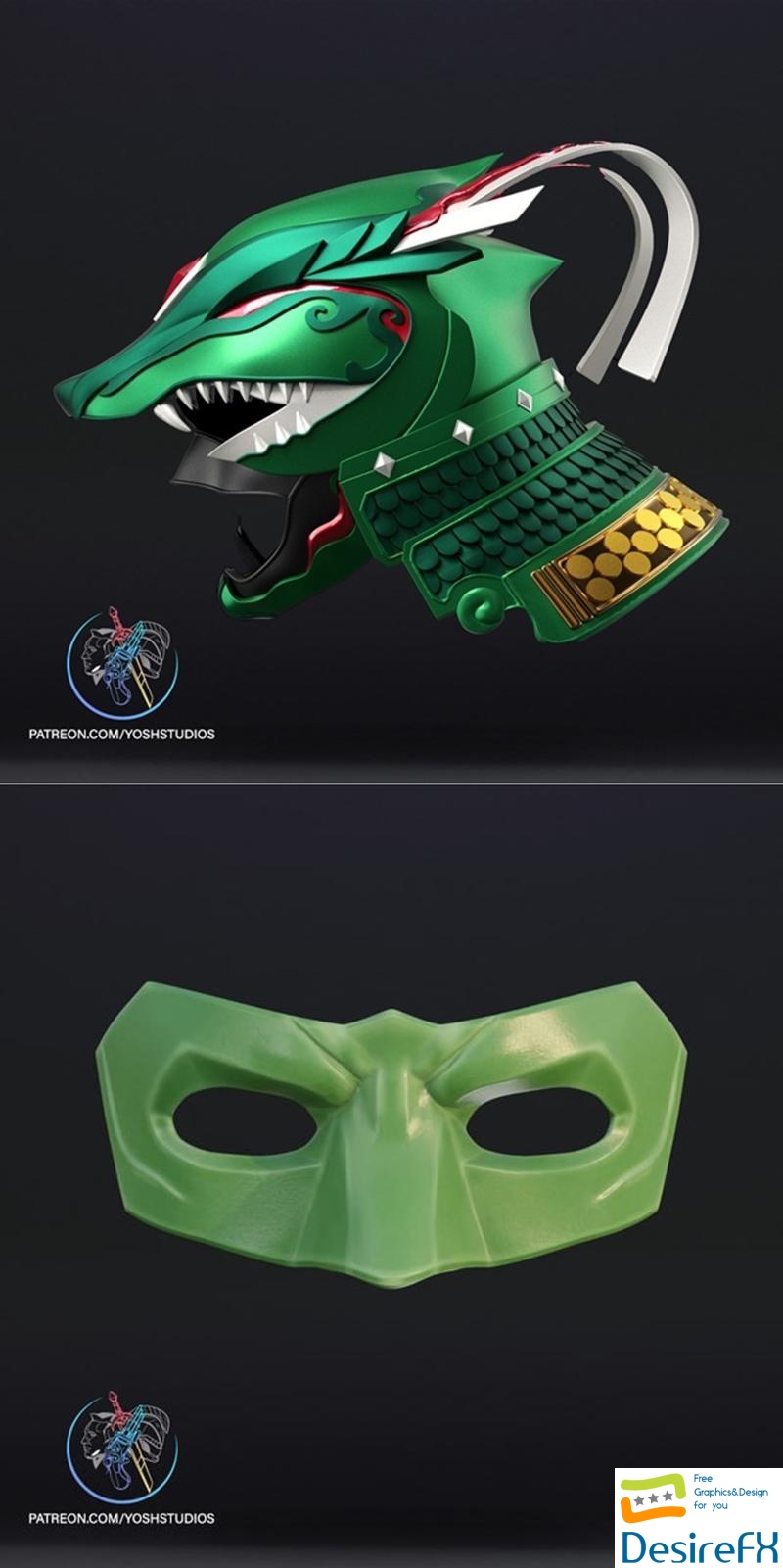 Sengoku Green Ranger and Injustice Green Lantern Mask 3D Print