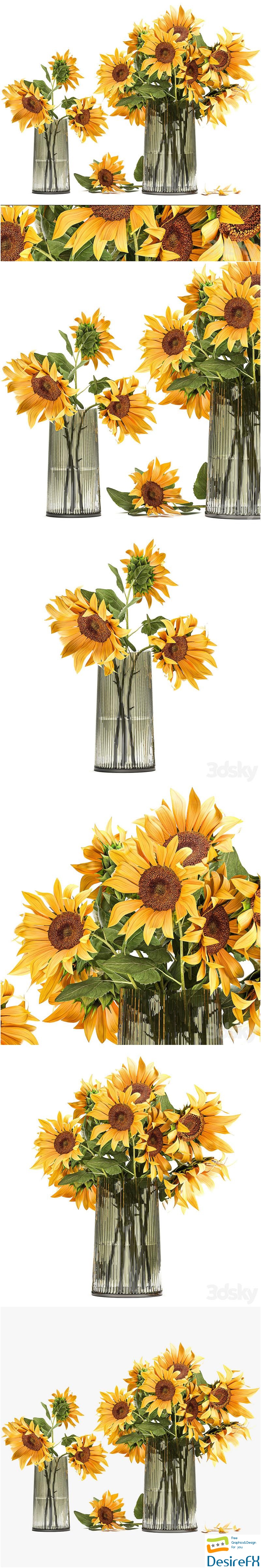 Set of yellow bouquets of flowers 119 3D Model