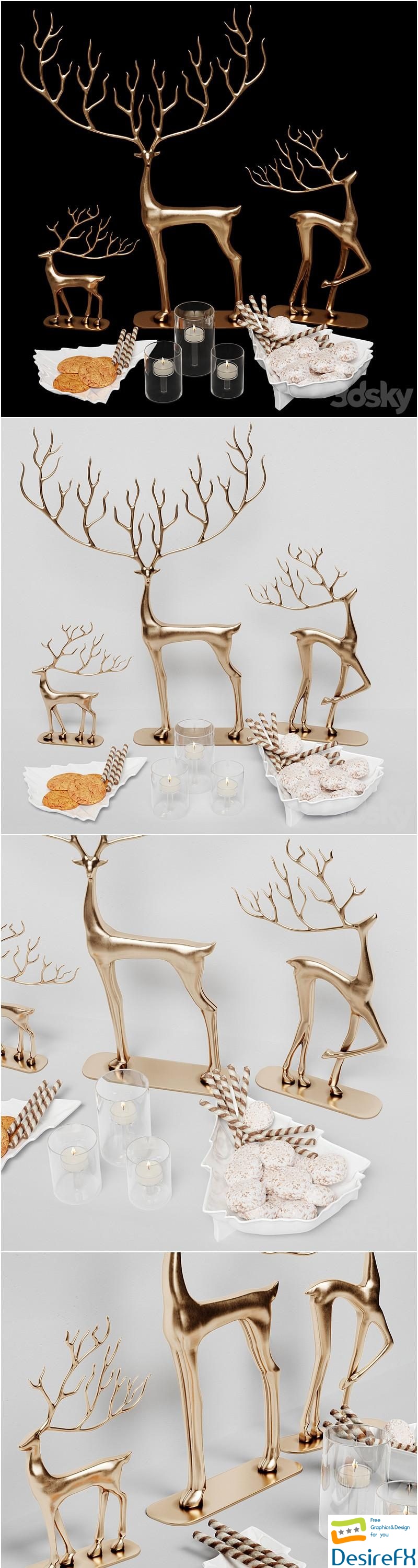 Set with deer 3D Model