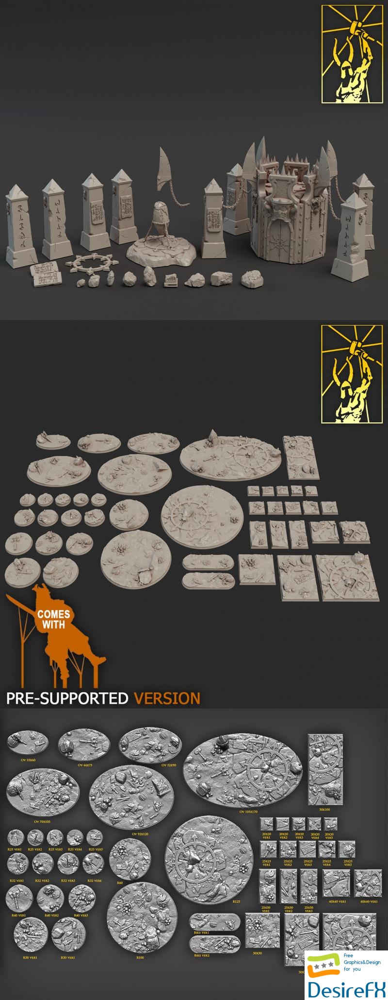 Sons of Kashan Vra Terrain and Bases - 3D Print
