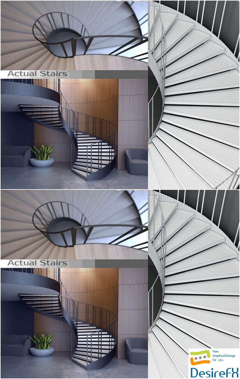 Spiral staircase Actual Stairs 3D Model