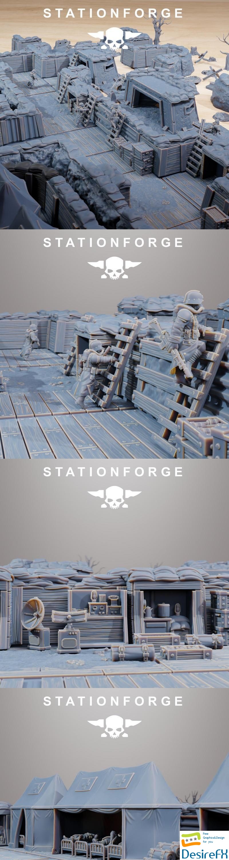 Station Forge - GrimGuard Trench Terrain - 3D Print