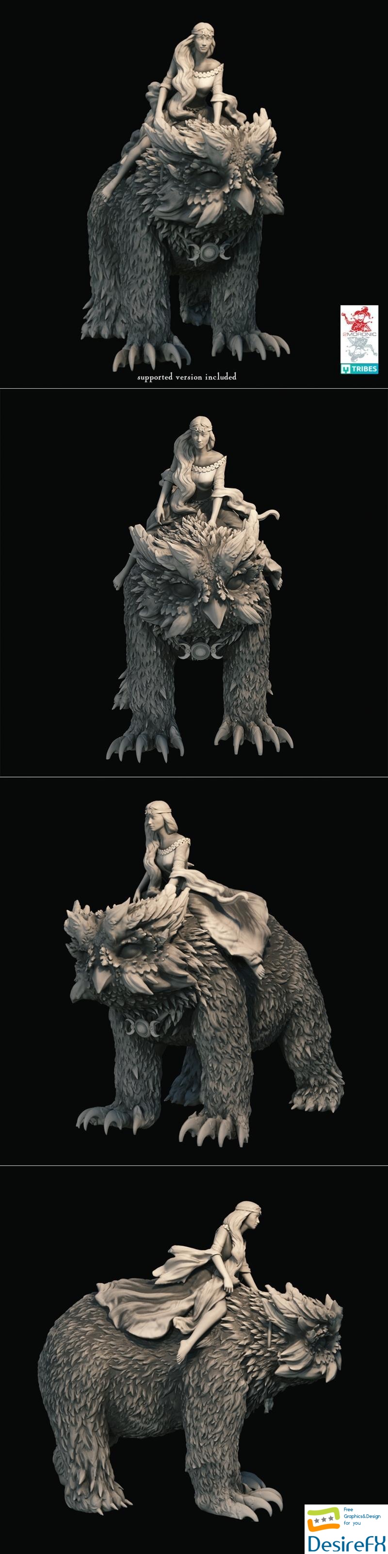 The Green Maiden and the Owlbear 3D Print