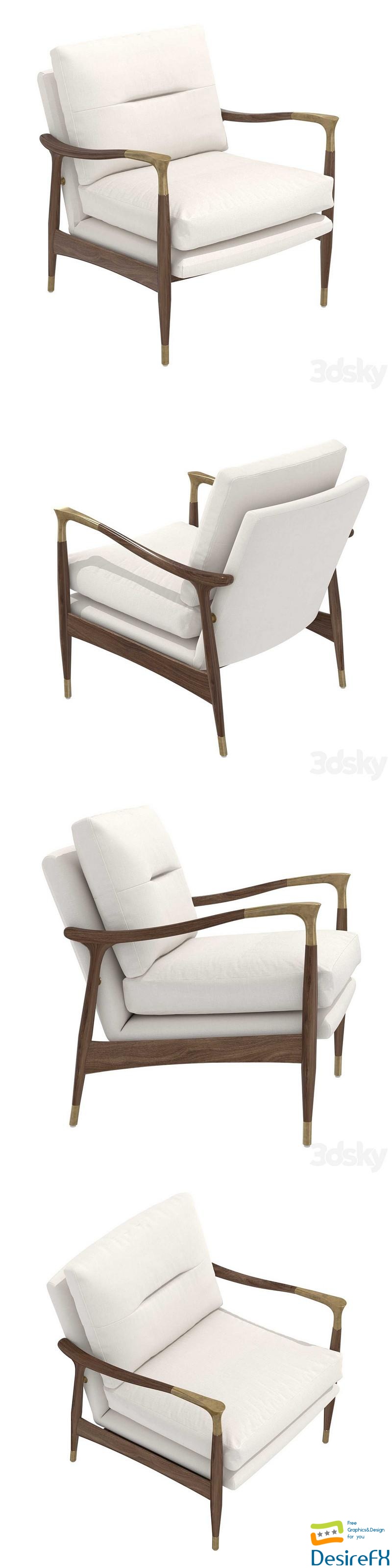 Theodore Arm Chair Natural Linen soho home 3D Model