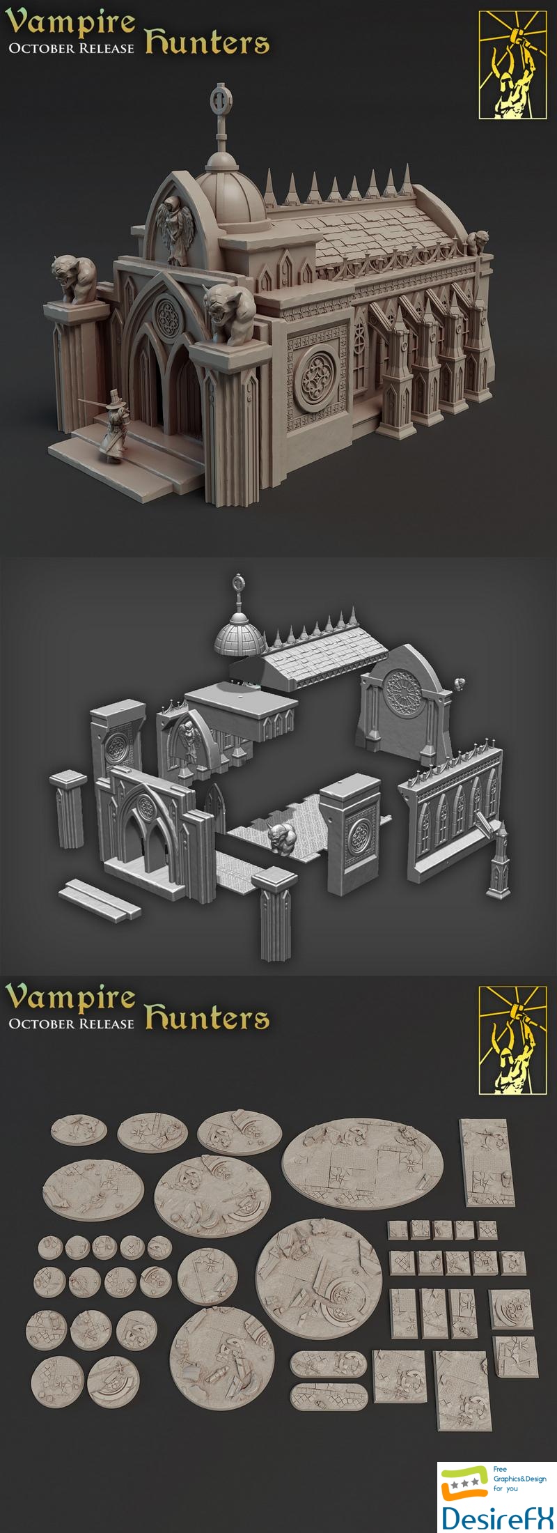Vampire Hunters Chapel Terrain and Base - 3D Print