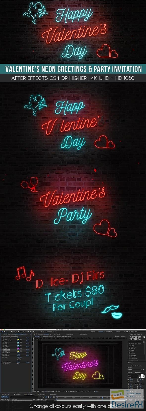 VideoHive Valentine’s Neon Greeting &amp; Party Invitation 21347949