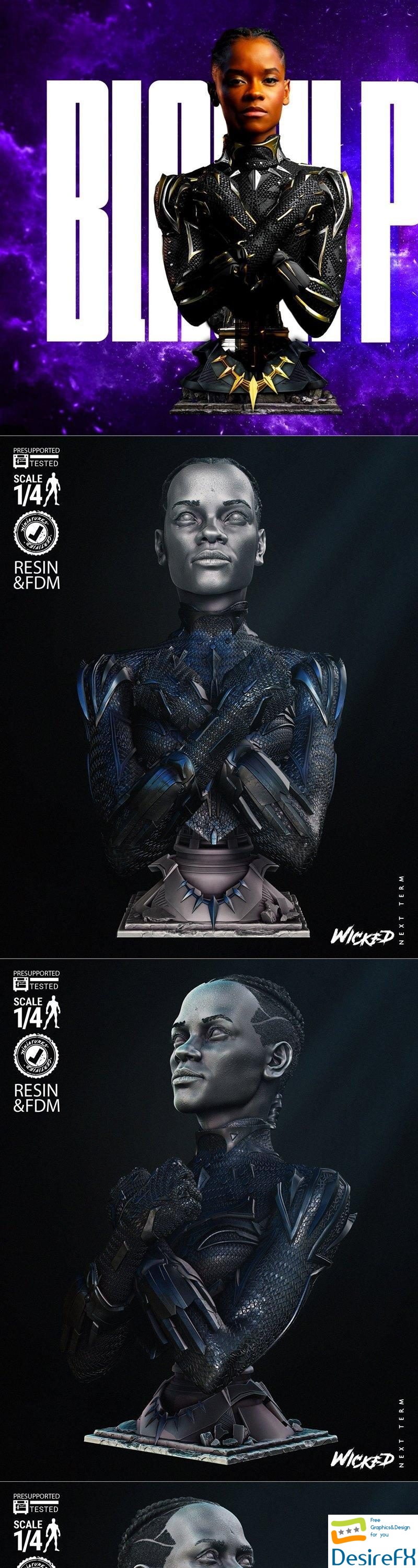 Wicked - Black Panther Shuri Bust Portrait 3D Print