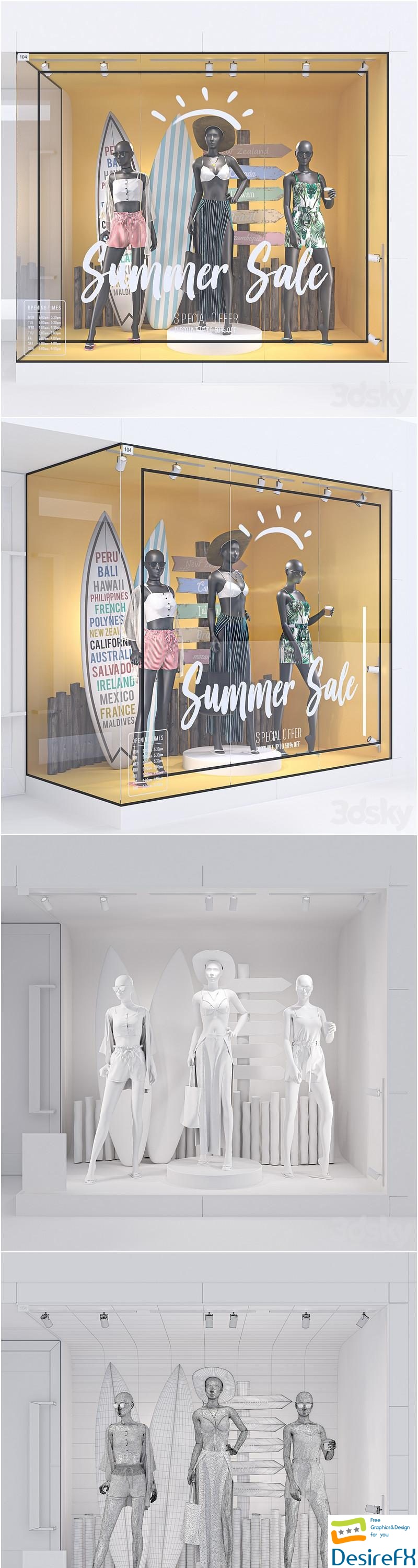 Womens Summer Storefront 004 3D Model