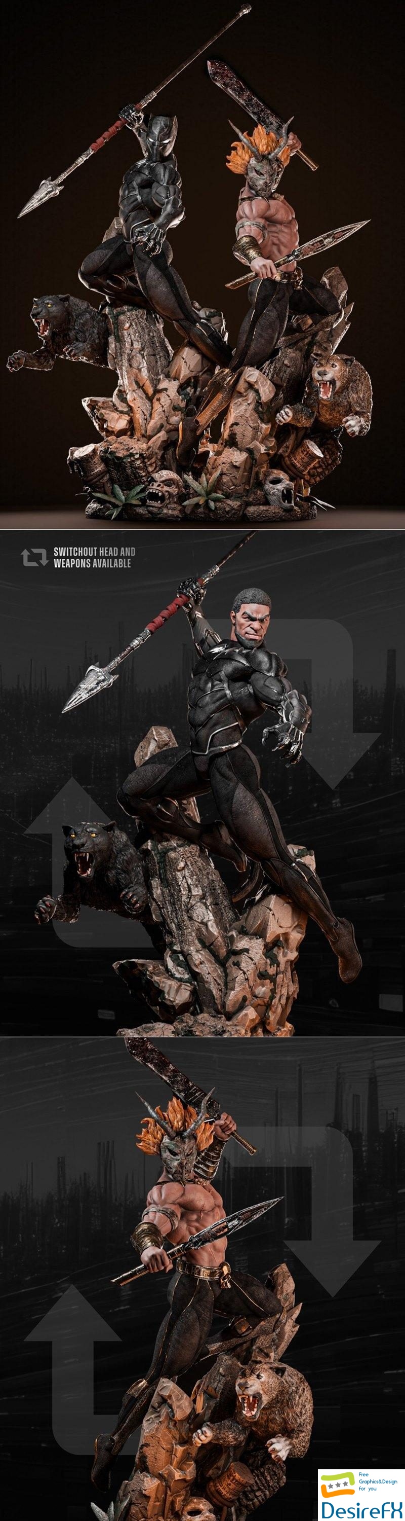 ZEZ Studios - Black Panther and Kill Monger 3D Print