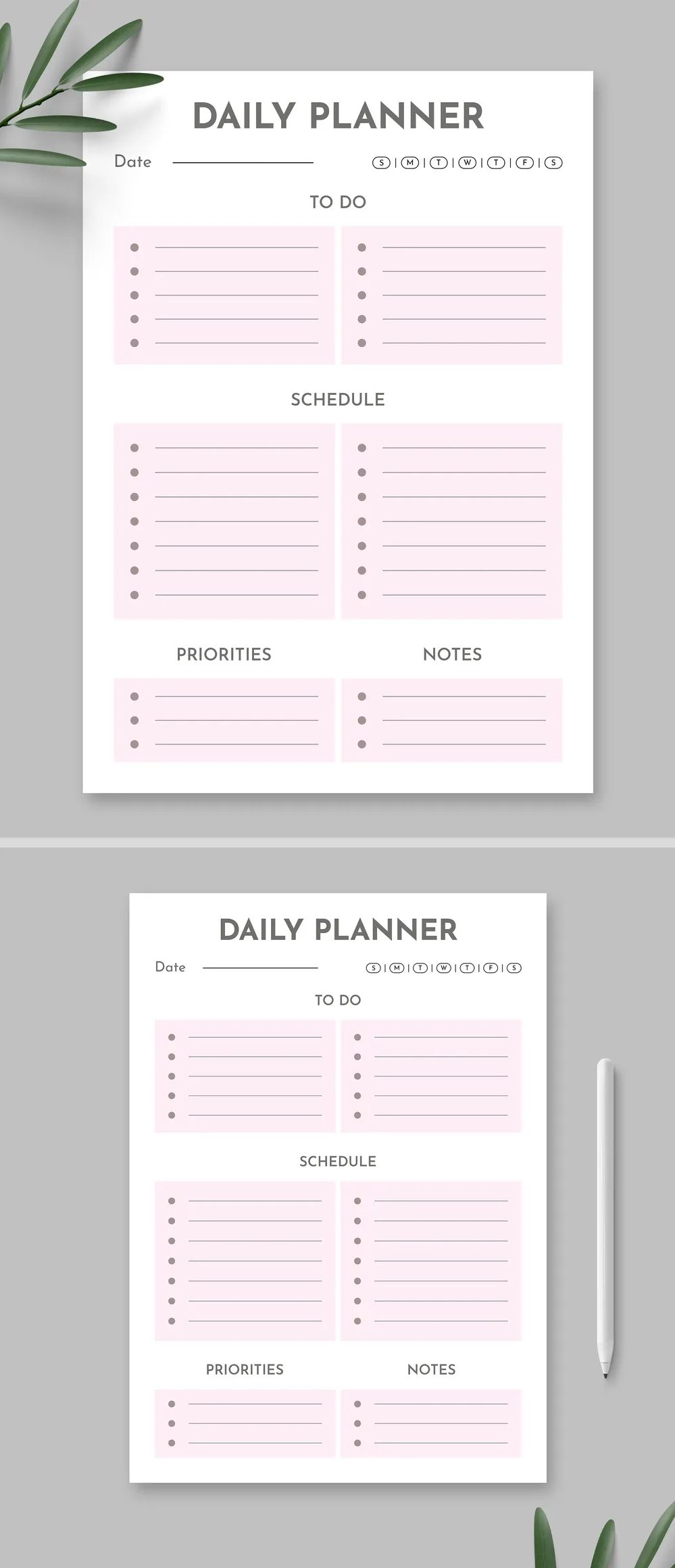 Adobestock - Daily Planner Layout With Minimalist Design 721272004
